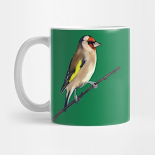 Goldfinch on a twig digital painting Mug